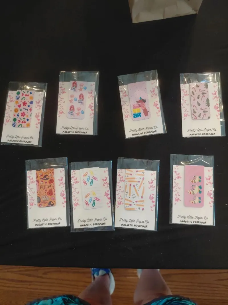 Eight Pretty Little Paper Co magnetic bookmarks in assorted designs